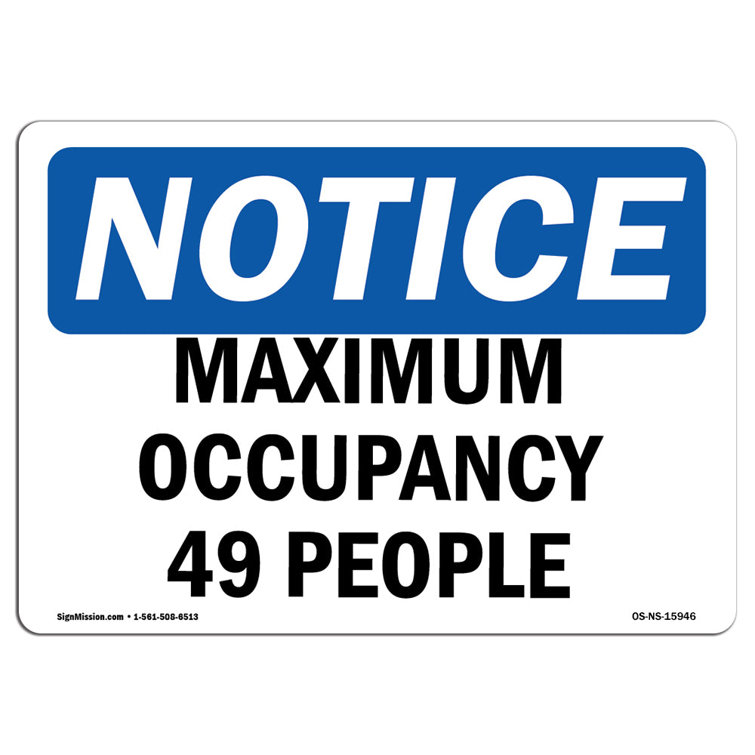 SignMission Notice Maximum Occupancy 49 People Sign Wayfair